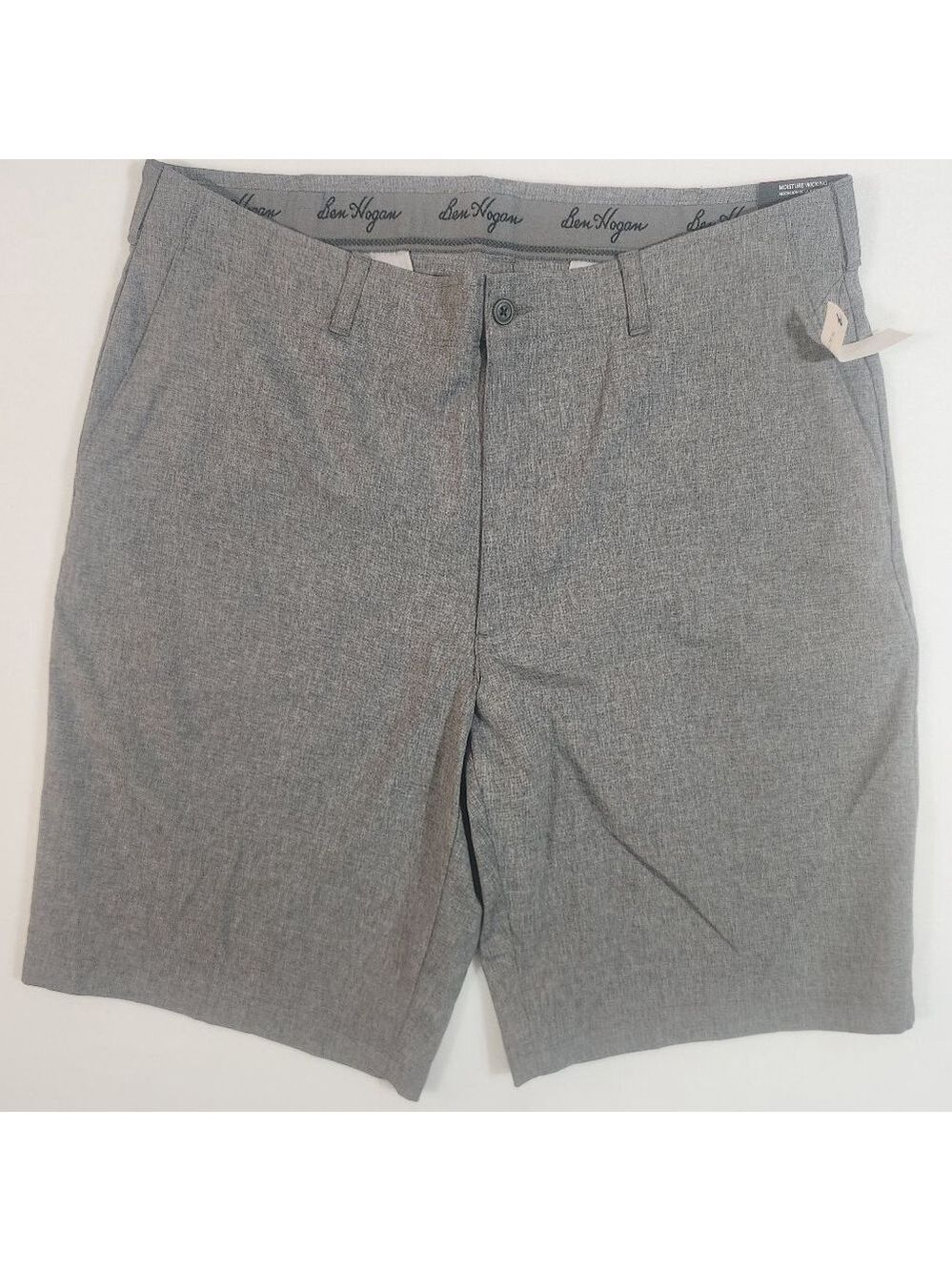 Men's Ben Hogan Medium Heather Grey Flat Front Performance Golf Shorts Waist 40
